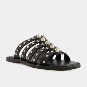 Christian Louboutin CHARJA Spiked Flat Leather Sandals Slides Mules Shoes